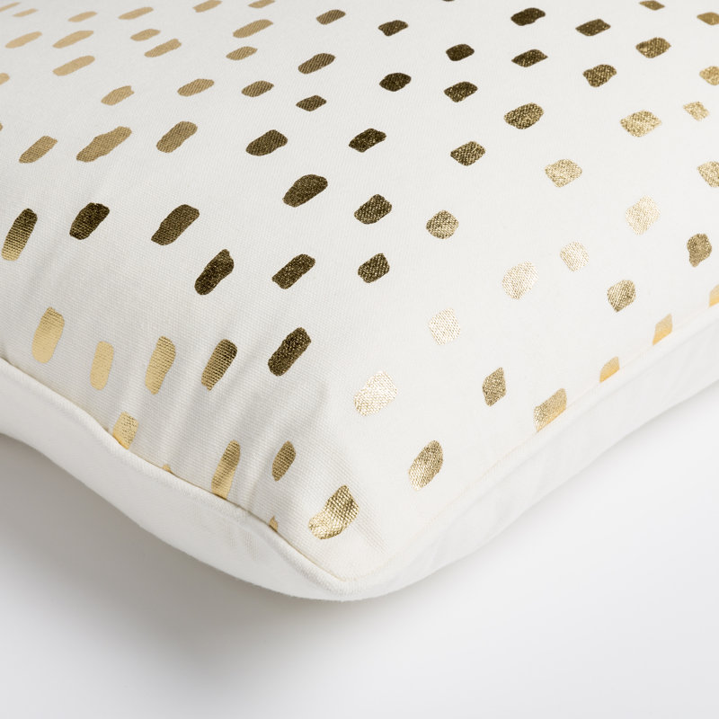 Housse de coussin en coton Manylath, Blanc/ Or métallique, Polyester/ bourre en polyester, Oui