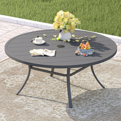 Patio Metal 60 L x 60 W Outdoor Round Dining Table by Lark Manor