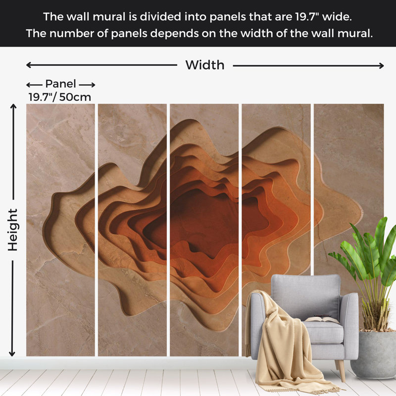 Papier peint 3D illusion 3D - multicouche, L 27 po x l 39 po