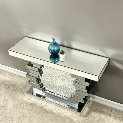 Console Table, Mirrored & Faux Crystals
