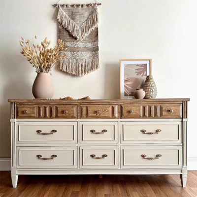 French retro color-blocked nine-drawer cabinet