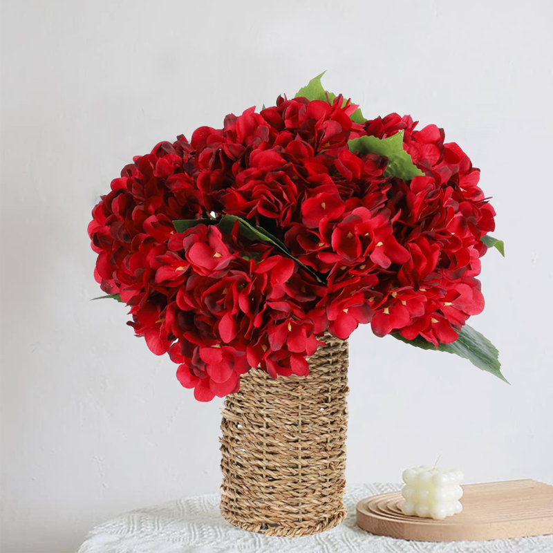 Silk Hydrangea Arrangement, Red