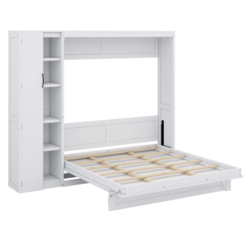 Lit escamotable avec tablettes, armoire et lumières DEL Gulshara, Grand, gris