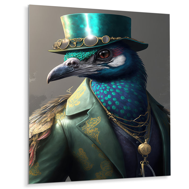 Décoration murale en rat Rathana Peacock In NYC II - Animaux, H 32 po x l 16 po x P 1 po