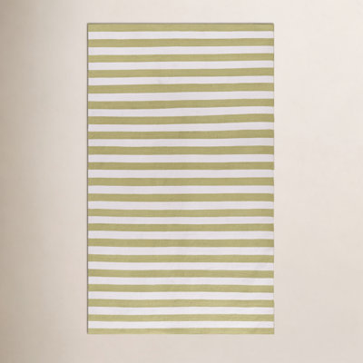 Rockaway Green Hand-Woven Striped Outdoor Rug