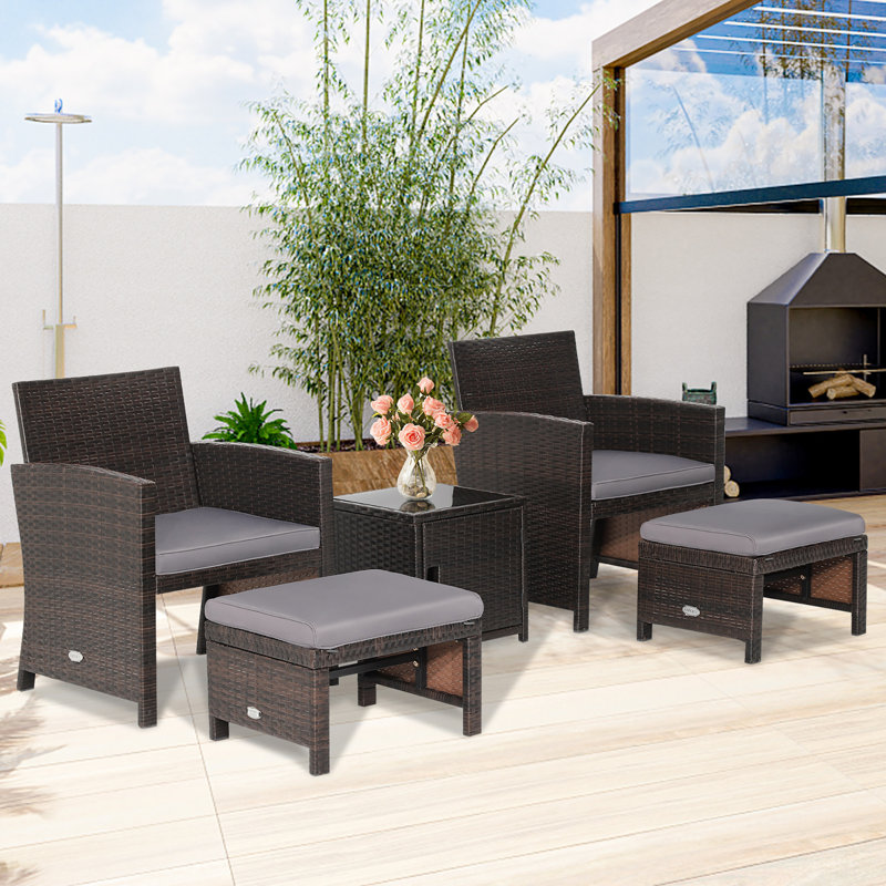 4 - Person Patio Conversation Set with Cushions, Gray