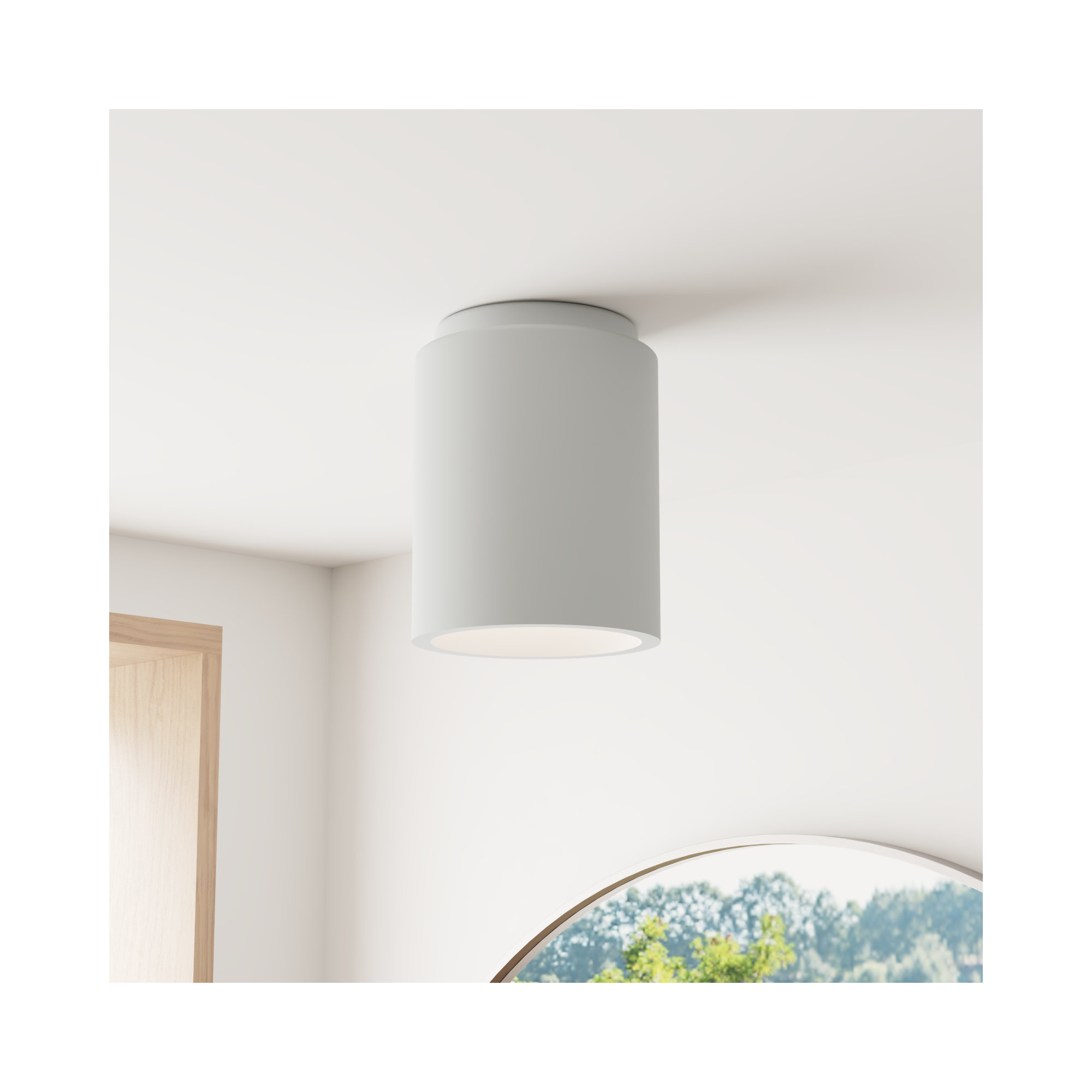 Sumatra Single Light Ceramic Flush Mount, Bisque, LED (Integrated)