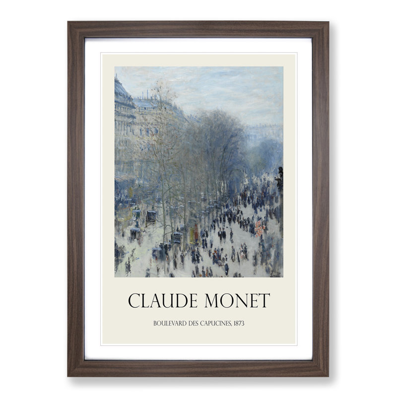 Boulevard Des Capucines by Pierre-Auguste Renoir - Picture Frame Art Prints, Walnut, 48cm H x 36cm W x 2cm D