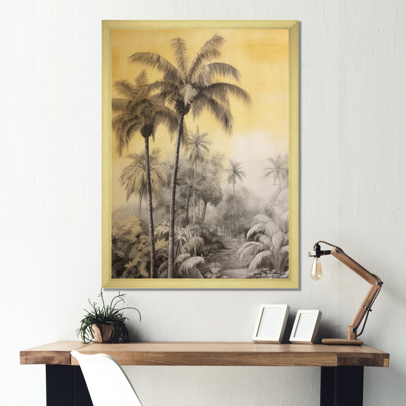 «Vintage Palm Paradise II», reproduction sur toile, Cadre doré à une seule photo, H 20 po x l 12 po x P 1 po