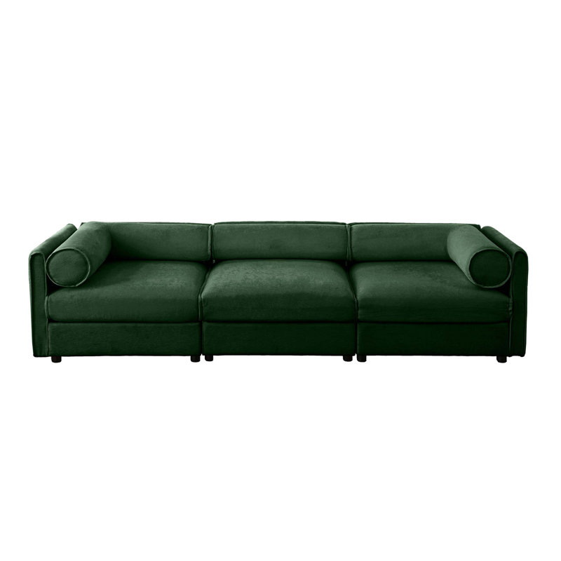 Élégant canapé en chenille avec siège de rangement, dossier cylindrique et accoudoirs, canapé contemporain en tissu 3 places avec compartiment de rangement caché