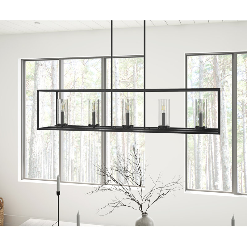 Roisin 5-Light Farmhouse Black Finished Dimmable Glass Chandelier Light Fixture