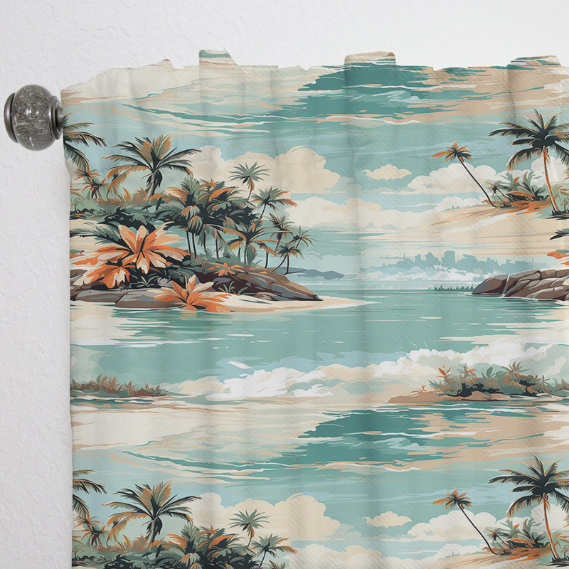 Motif tropical Coastal Vision - Rideau floral - Rideau floral obscurcissant - 1 panneau, L 52 po x L 90 po