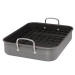 Rachael Ray Hard Anodized Nonstick Roaster/Roasting Pan with Dual-Height Rack, 16 inch x 12 inch