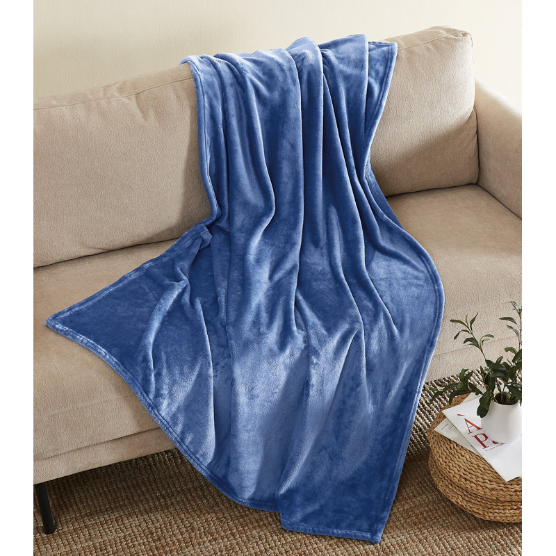 Jeté luxueux London Fog Plush, Bleu