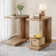 C-shaped Side Table Set  Of 2, 2-tier Narrow End Table Wood Bedside Table Nightstand