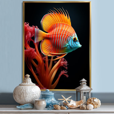 Magnifique papillon bleu et orange II sur toile