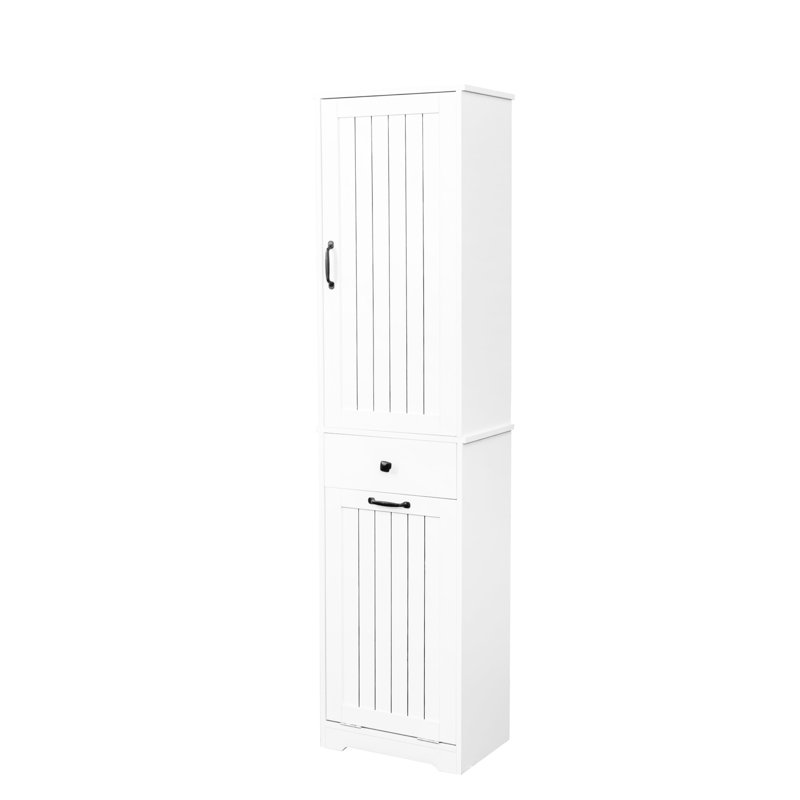 Armoire à linge blanche avec tiroir et compartiment de rangement