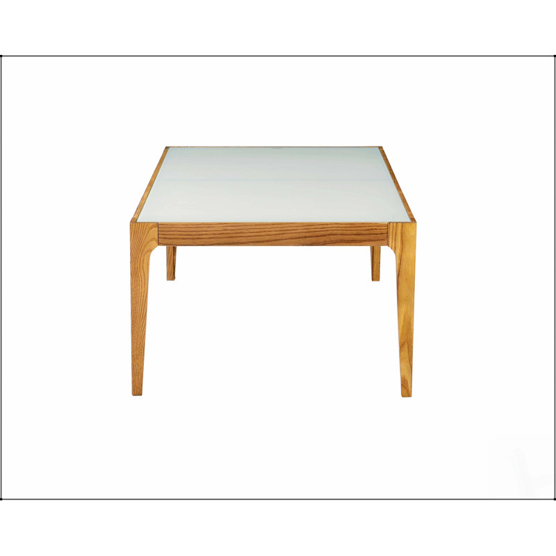 Table basse Gwynn avec plateau en verre givré et verre trempé durable avec pieds en bois robuste