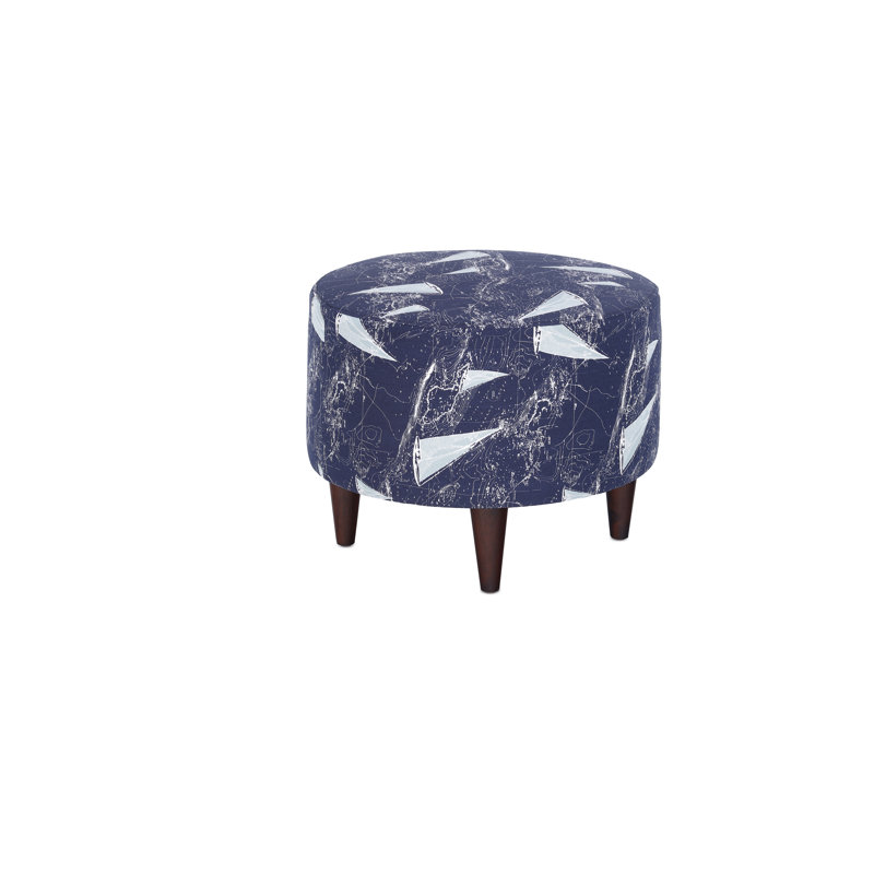 Repose-pieds standard rond 22 po Meila, Indigo / 100% coton bleu marine