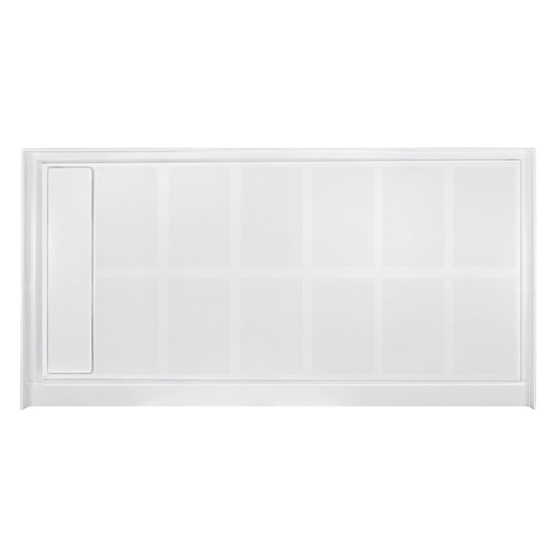 Base de douche 32 po x 60 po à simple seuil avec couvercle de drain, Blanc, Côté gauche