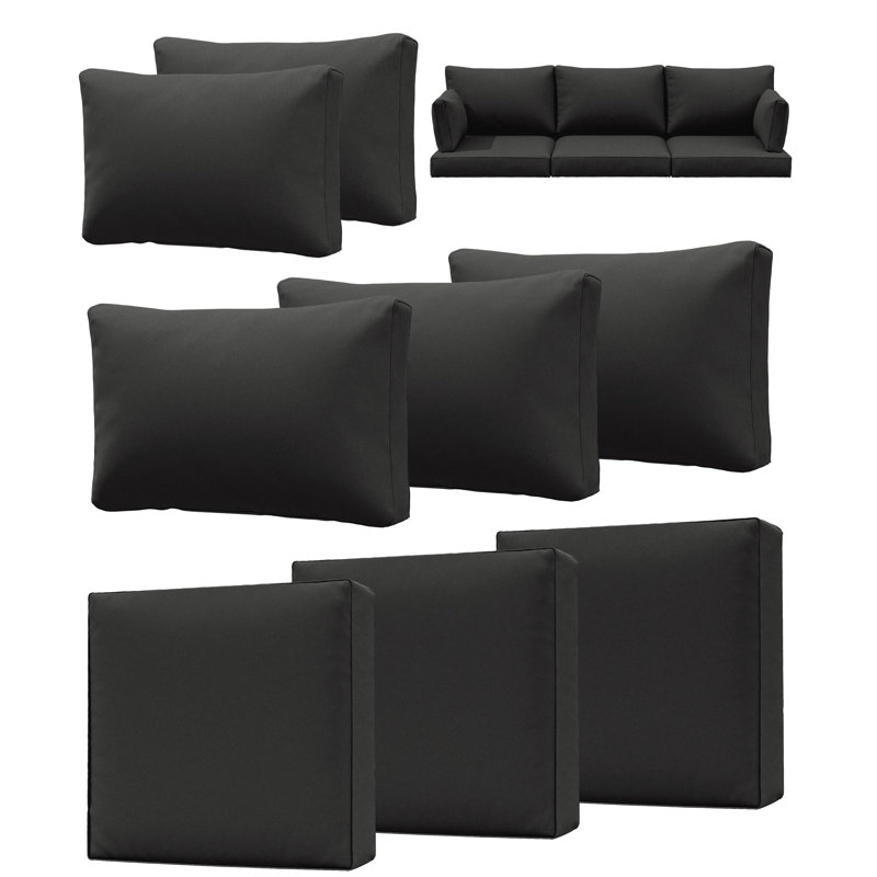 Coussin de siège / dossier de remplacement pour l'extérieur de 4 po d'épaisseur (ensemble de 3 sièges, 3 dossiers, 2 dossiers courts)