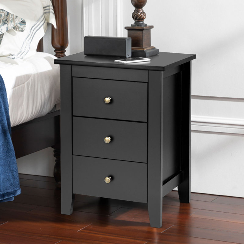 Bentleyville 46cm W Manufactured Wood Bedside Table, Black