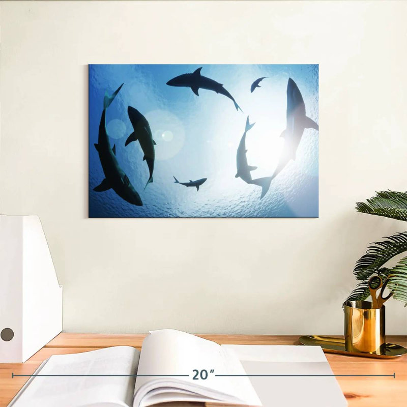 School Of Sharks, 8" H x 12" W