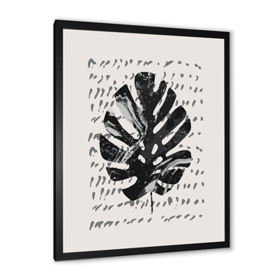 Minimal Tropical Palm Leaf on Grunge - Painting on Canvas