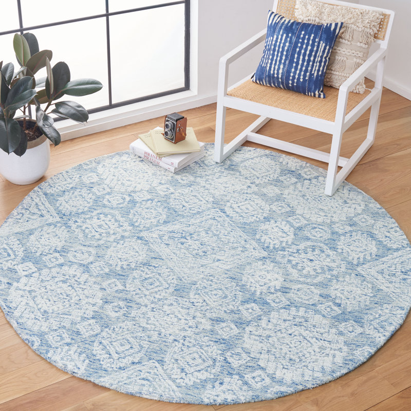 Metro Hand Tufted Indian Wool And Cotton With Latex Oriental Rug, Round 6'