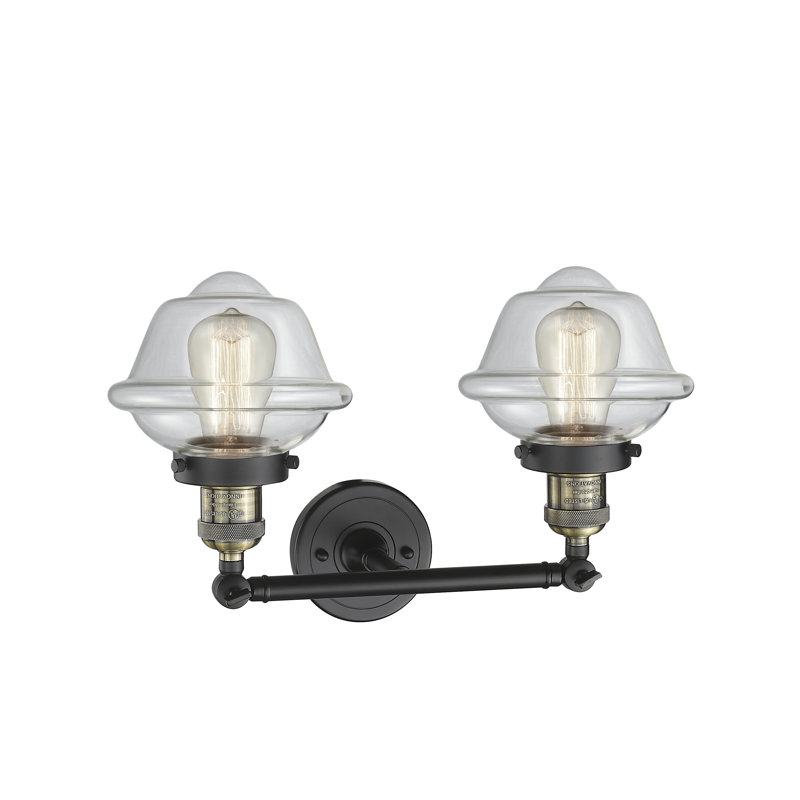 Gebhart 2 - Light Dimmable Vanity Light, 6 Watt Vinage LED Bulb, Clear, Black Antique Brass