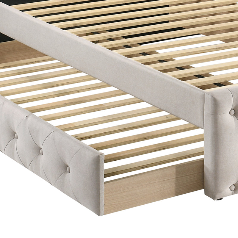 Lit tapissier Angadreme, Brun pâle, Full / Double