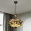 Lustre bol en verre coloré 3 lumières 15,7 "avec finition bronze antique