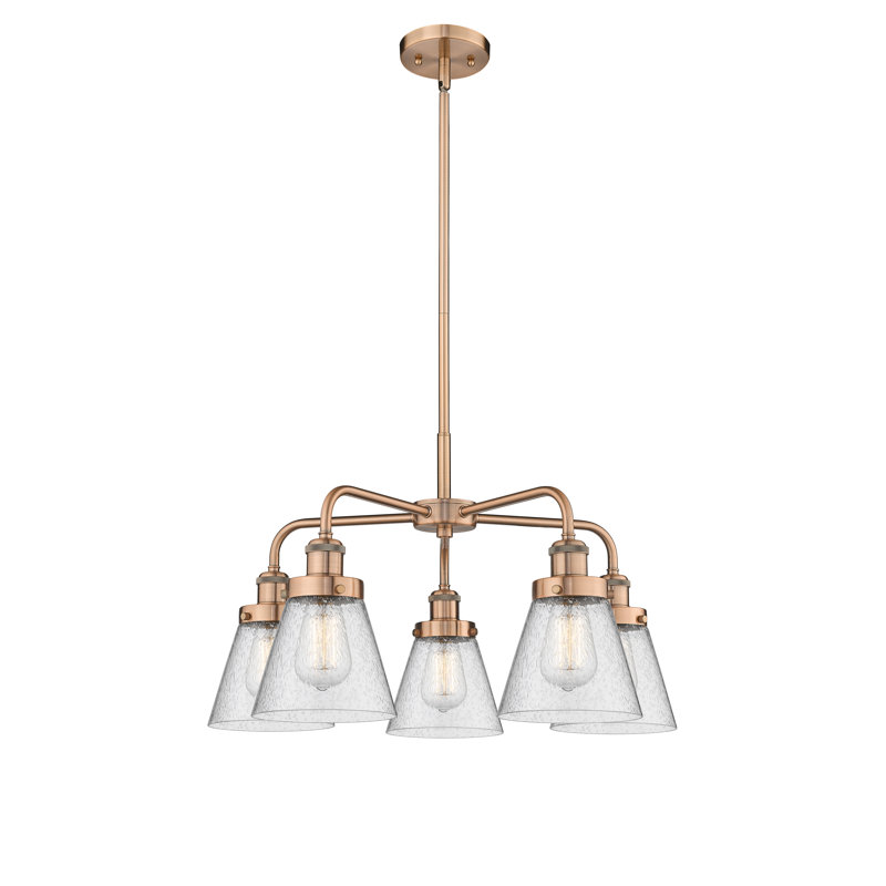 Lustre suspendu 5 lumières Cone, Grainé, Cuivre antique