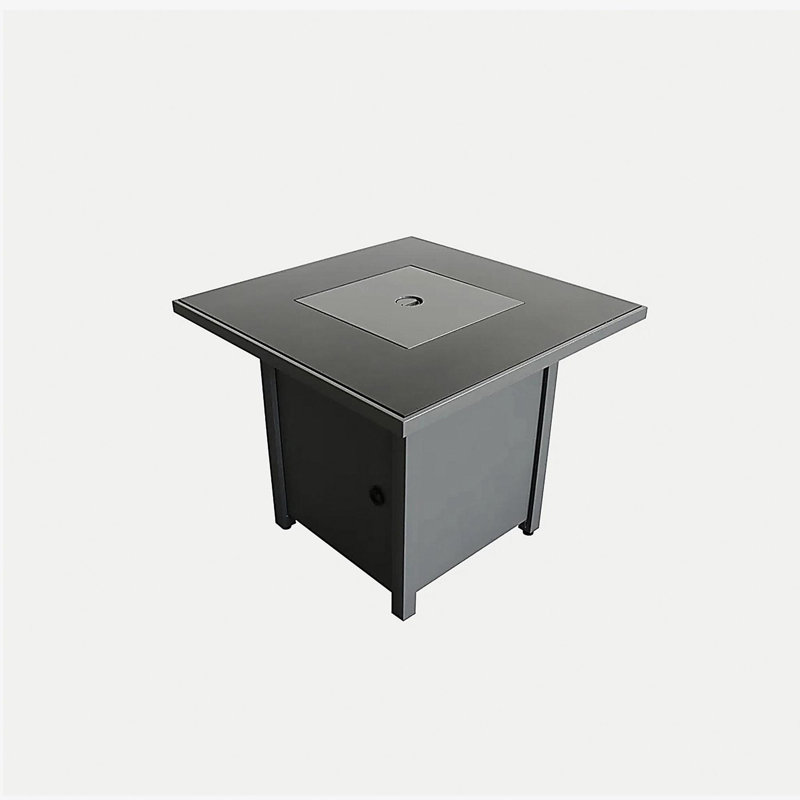 Foyer de table extérieur en acier de 25 po de hauteur x 30 po de largeur avec couvercle