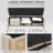 Modern 46" Bouclé Upholstered Storage Bench with Walnut Solid Wood Base & Hidden Compartment-129026611
