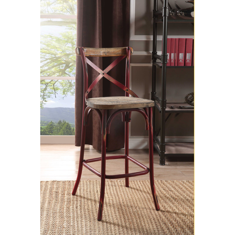 Veale Yahir Armless Bar Stool, Antique Red
