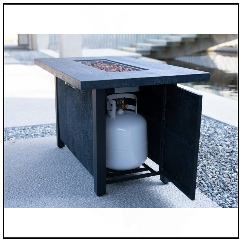 Table de foyer d'extérieur au gaz propane de 44 po x H 25 po - procédé de sculpture résistant aux hautes températures de 50 000 BTU pour des matériaux écologiques avec l'effet du grain de charbon