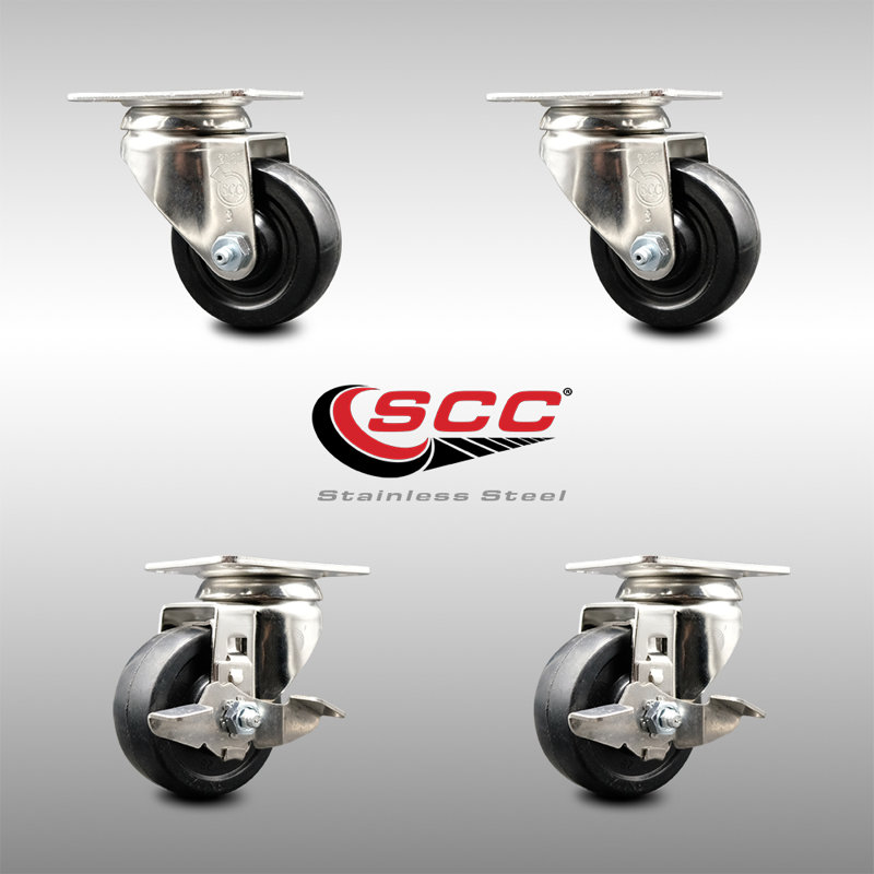 4 Piece Soft Rubber Caster Set