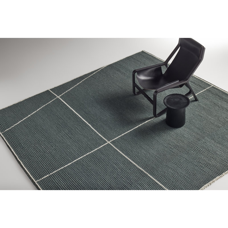 Collet Wool Geometric Area Rug in Haze/Ivory, Rectangle 9' x 12', Gray/Ivory