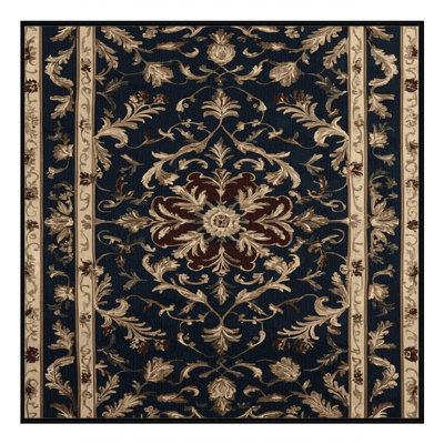 Machine Washable French Black Area Rug