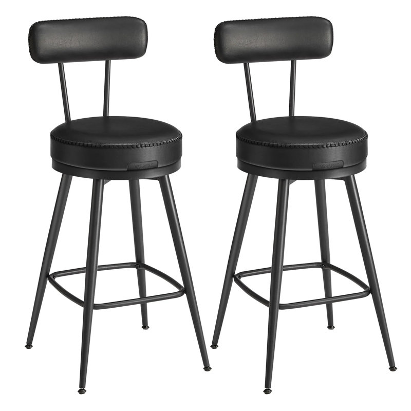 360° Swivel Bar Stools Set Of 2, Black