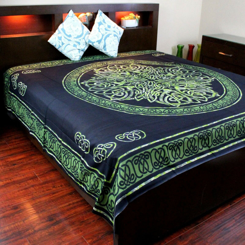 Cotton Tapestry, 110" H x 110" W, Green/Black