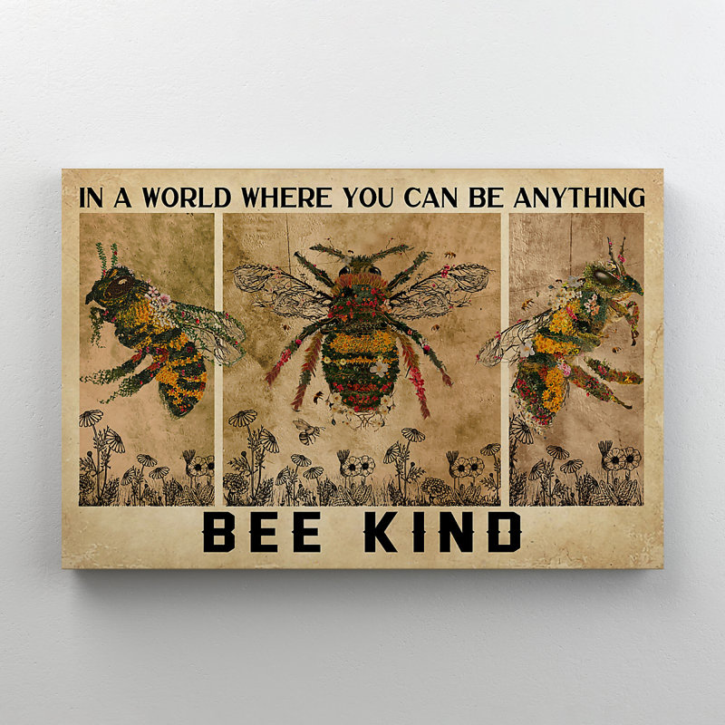 «Bumble Bees - In A World Where You Can Be Any coller», reproduction d'art graphique sur toile tendue