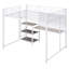 Lit mezzanine double avec bureau et tableau blanc, lit mezzanine en métal avec 3 tablettes et échelle, blanc-1184830081