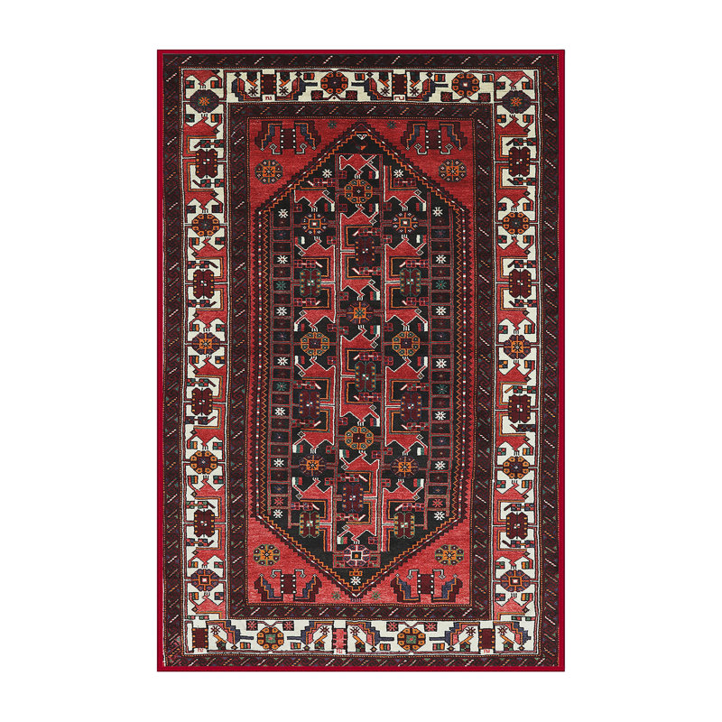 Tapis de style oriental rouge, Rectangle 2 pi x 4 pi