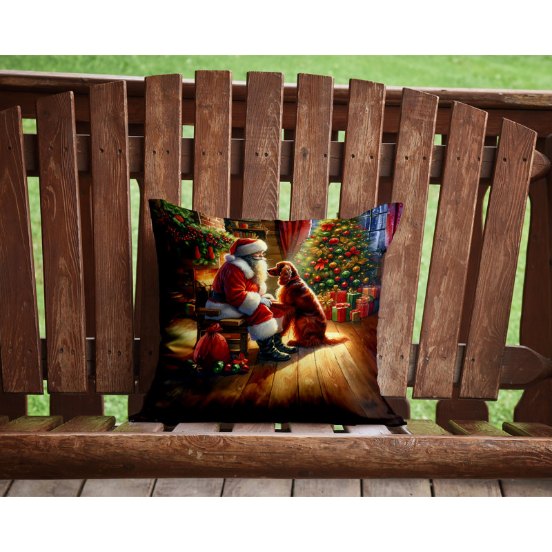 Coussin décoratif Irish Setter and Santa Claus, H 14 po x l 14 po