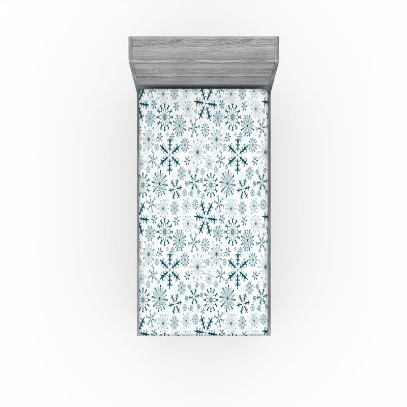 Drap-housse orange Ambesonne, Drap-housse de taille simple, Bleu sarcelle / blanc floral
