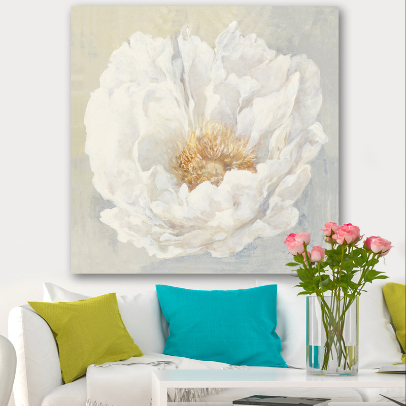 « white serene pivoine », reproduction d’art sur toile, H 30 po x l 30 po x p 1 po