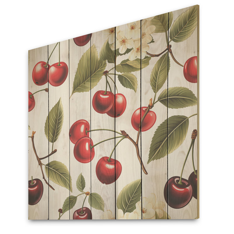 Motif de cerisier simple I - cerisier sur bois, H 15 po x l 15 po