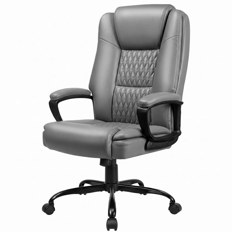 Chaise de bureau à domicile, conception robuste de 400 lb et de grande taille, dossier lombaire ergonomique à haut dossier